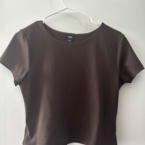 Express Chocolate Brown Short Sleeve Body Contour Tee